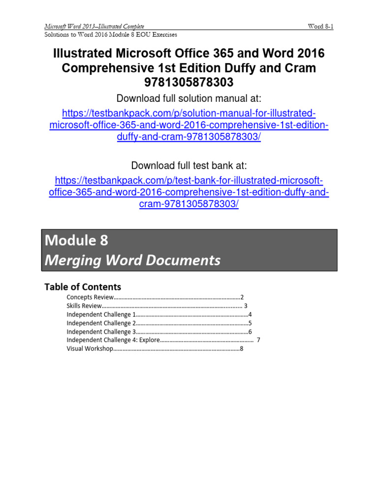Microsoft Word 2016 Module 8 Solutions | PDF
