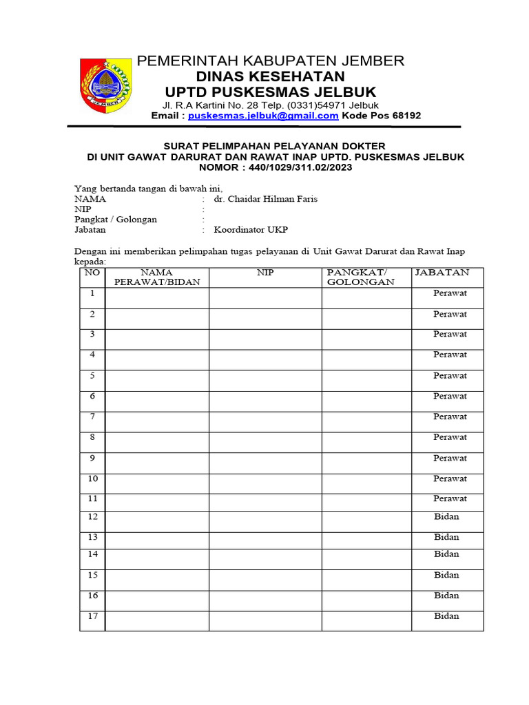 Surat Pelimpahan Ugd Ranap | PDF
