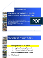 Strategic Water Services Reform in Malaysia