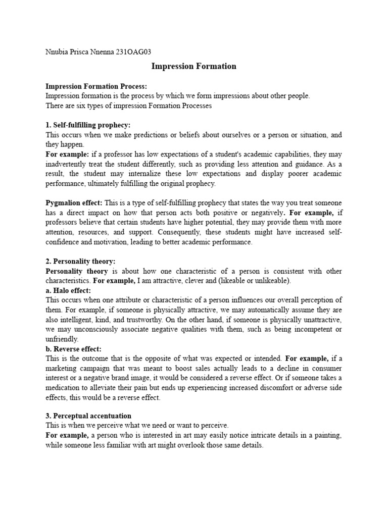 Understanding Impression Formation | PDF