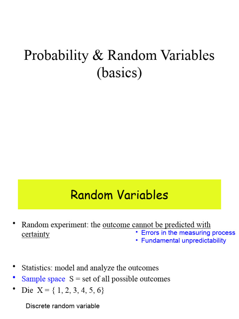 Probability Basics: Random Variables Explained | PDF