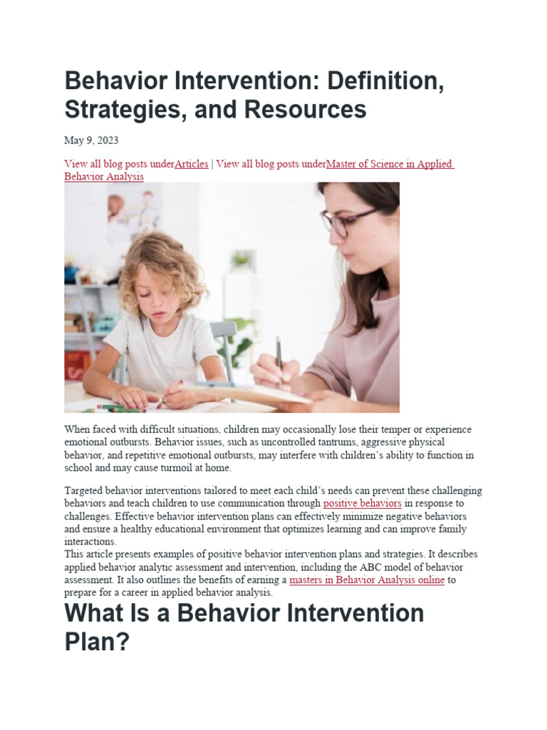 Behavior Intervention | PDF