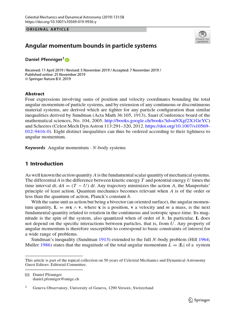 Angular Momentum Bounds in Particle Systems | PDF