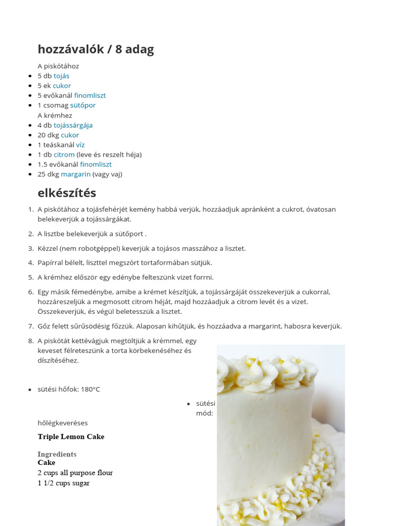 Triple Lemon Cake Recipe Guide | PDF