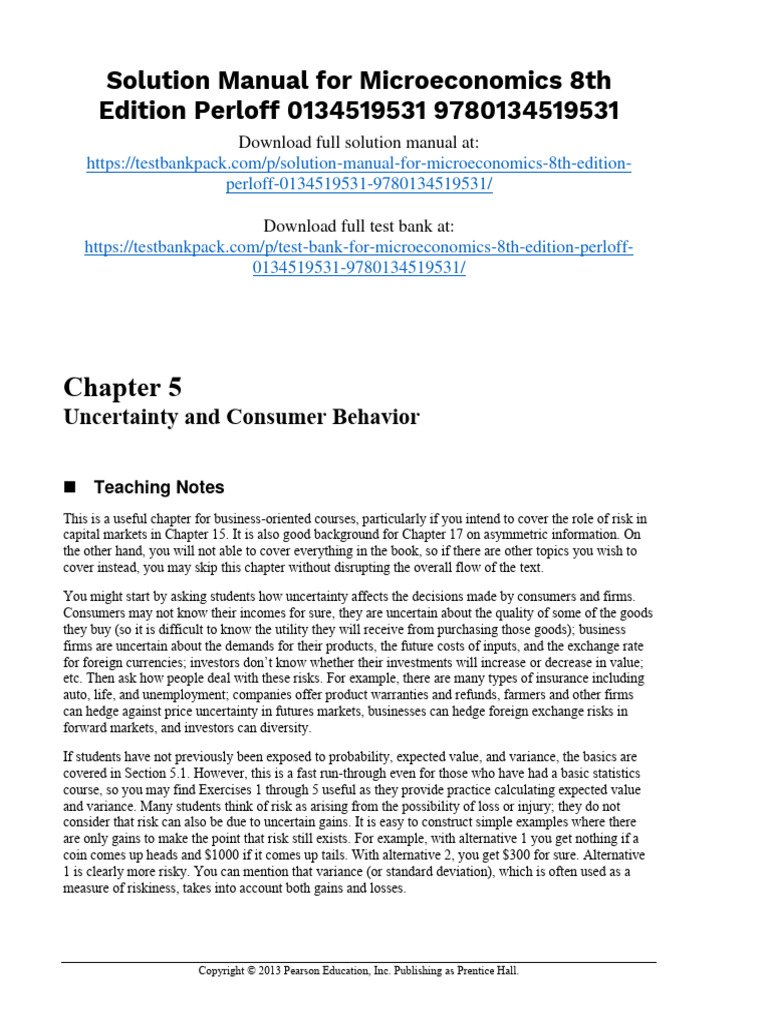 Microeconomics 8th Edition Pindyck Solutions Manual 1 | PDF | Financial ...