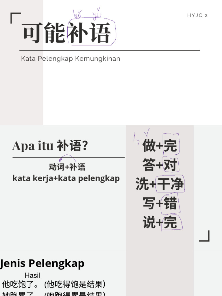 可能补语 penjelasan pelengkap kemungkinan | PDF