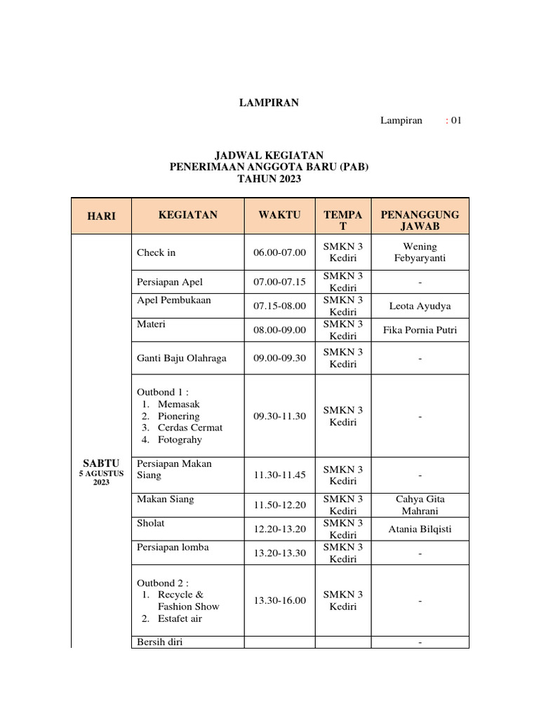 Jadwal PAB 2023 | PDF