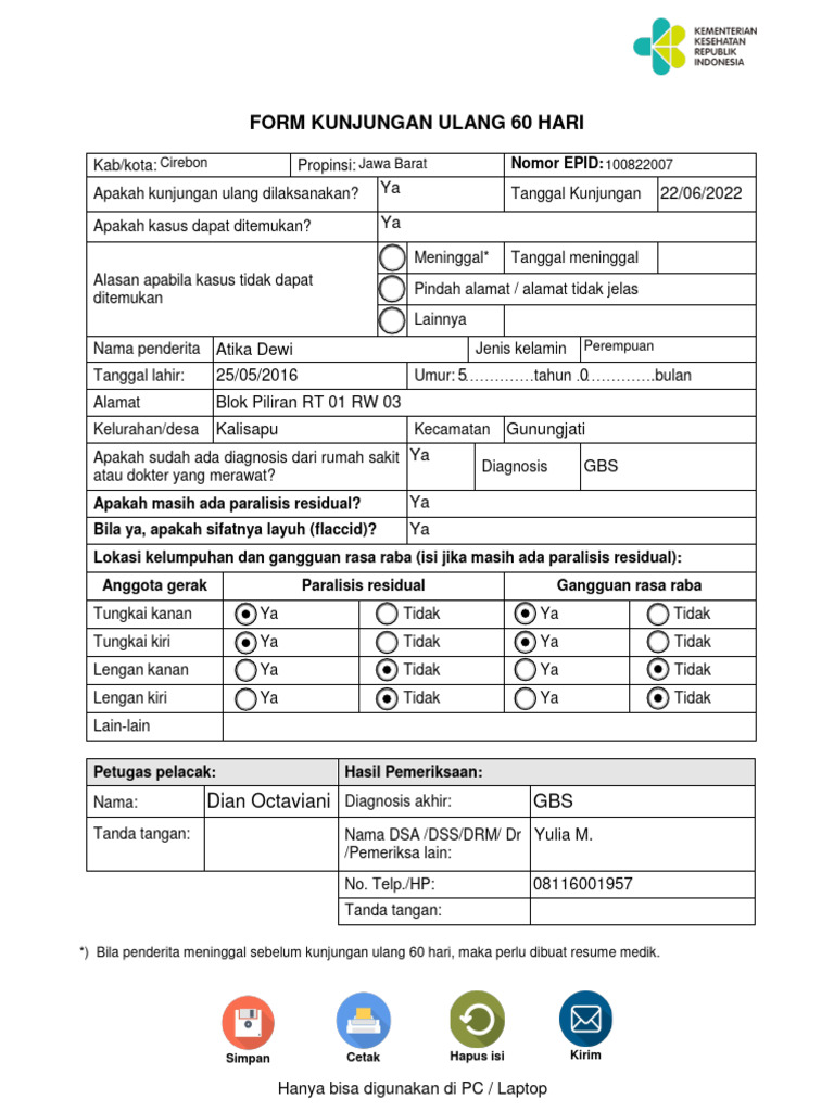 Form Kunjungan Ulang 60 Hari AFP | PDF