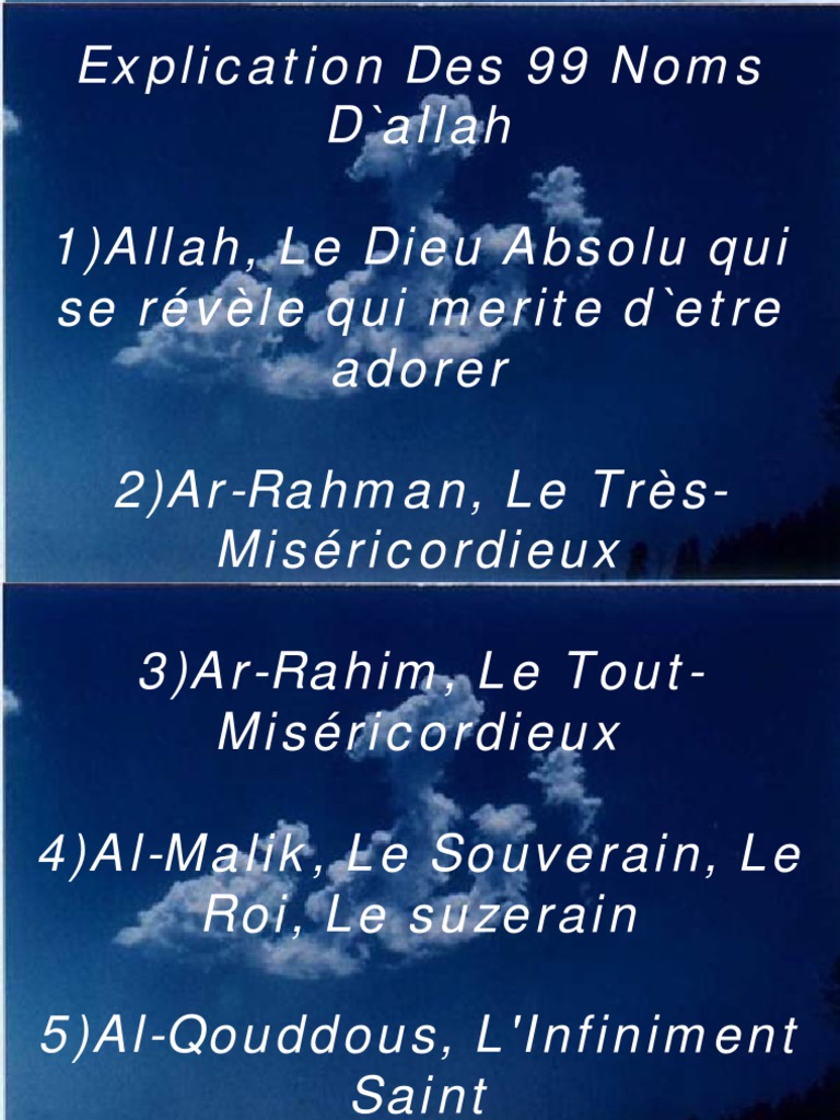 Explication Des 99 Noms D' ALLAH Hadith Islam Mythologie Théologie