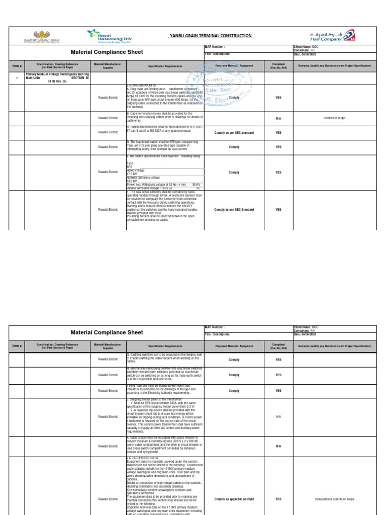 Compliance Sheet Format R2 | PDF