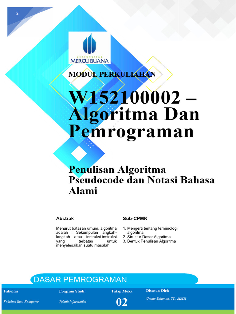 Modul 2 Algoritma Dan Pemrograman (OK) | PDF