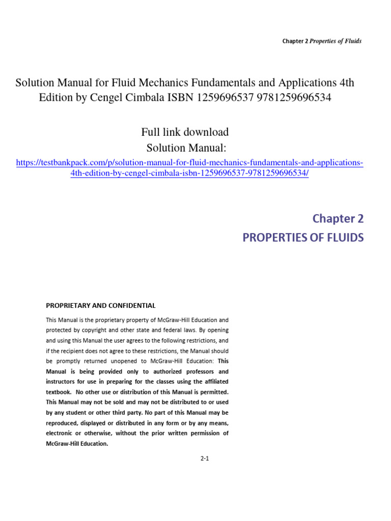 Solution manual for fluid mechanics fundamentals and applications 4th