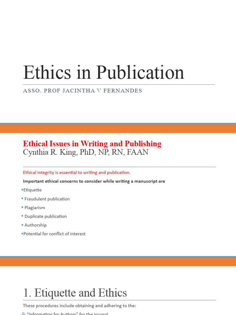 Ethics in Publication | PDF