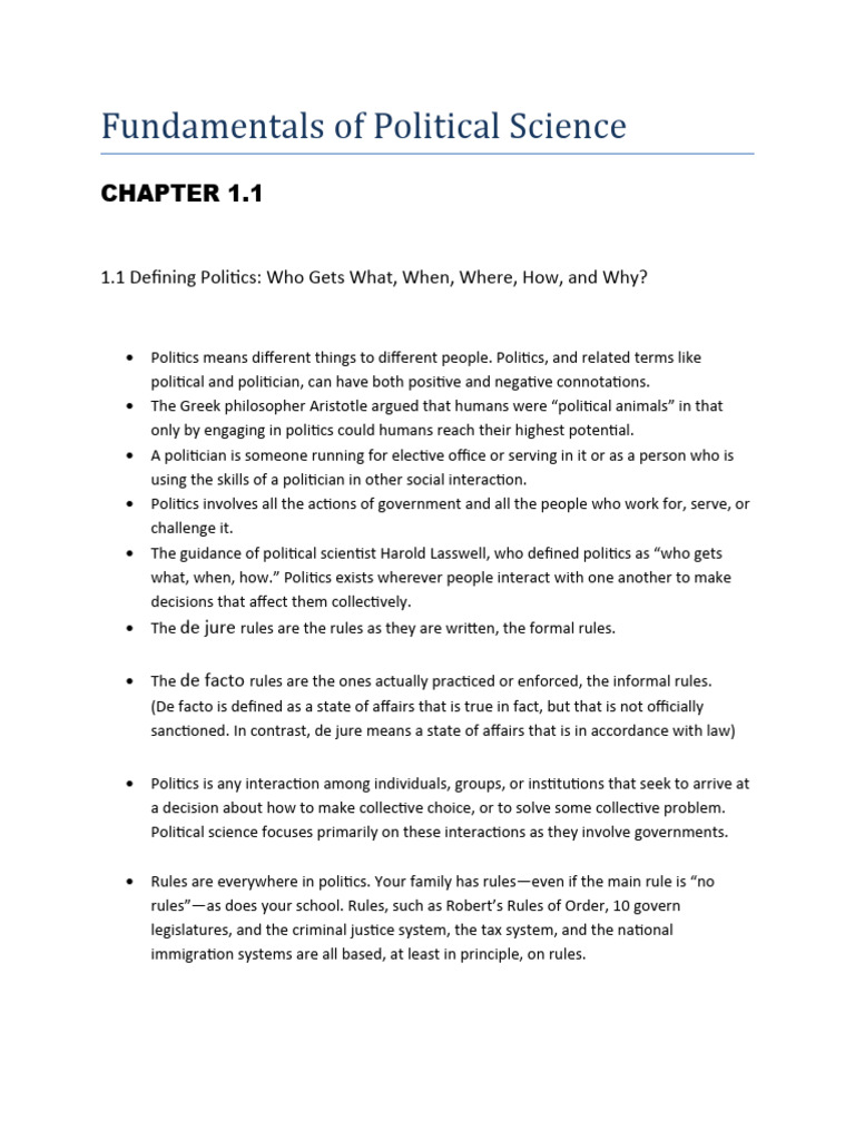 Fundamentals of Political Science Basic Concept | PDF | Science ...