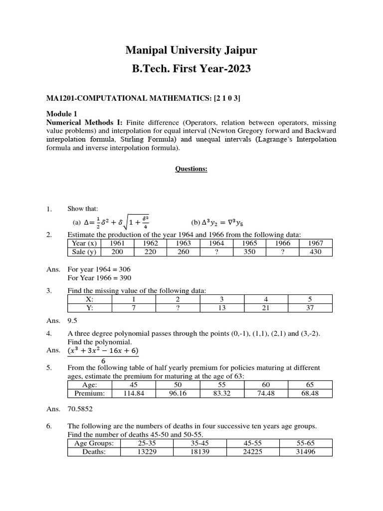 B.Tech Computational Mathematics 2023 | PDF