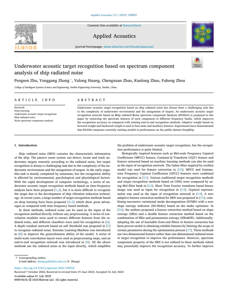 Underwater Acoustic Target Recognition Based On Spectrum Component ...