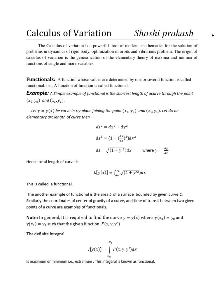 Calculus of Variations - Material | PDF