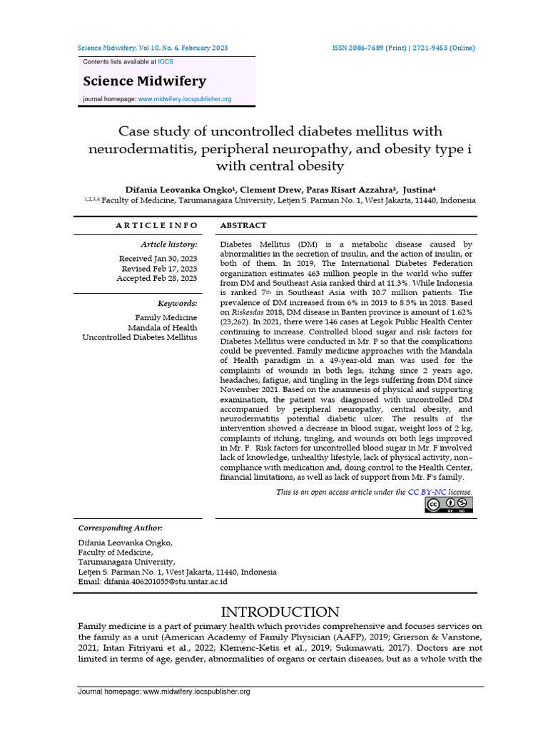 Case Study of Uncontrolled Diabetes Mellitus With Neurodermatitis