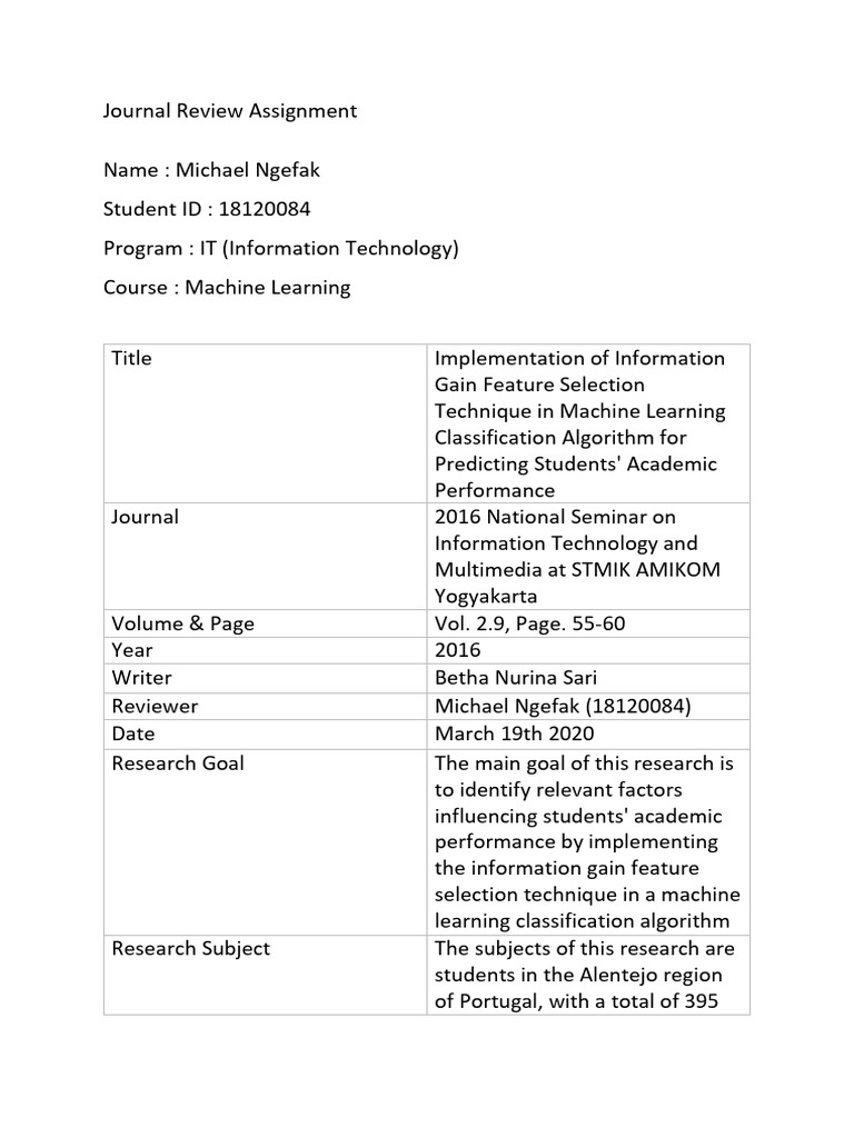 Feature Selection in Student Performance Prediction | PDF | Machine ...