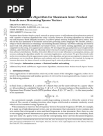 An Approximate Algorithm For Maximum Inner Product Search Over Streaming Sparse Vectors