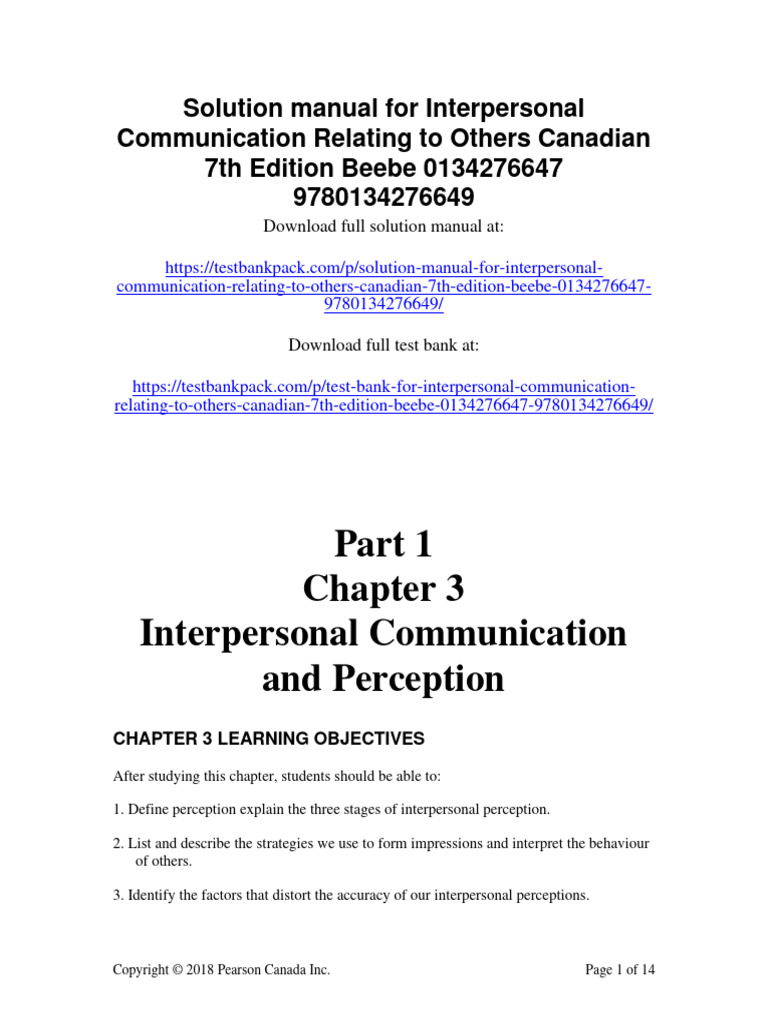 Interpersonal Communication Relating To Others Canadian 7th Edition ...