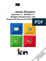 Business Finance: Quarter 3 - Module 3: Budget Preparation and Projected Financial Statements