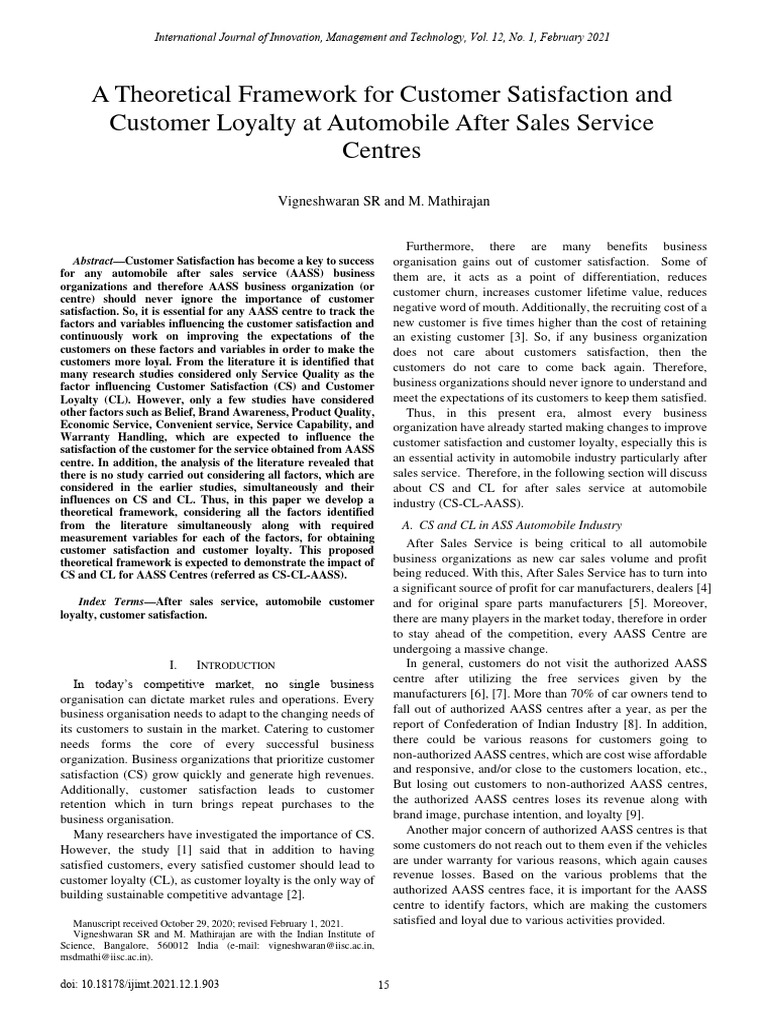 Customer Satisfaction Framework for AASS | PDF | Business