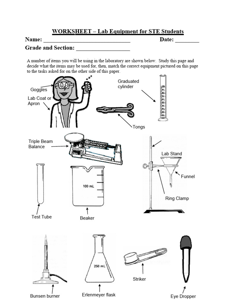 Lab Apparatus Worksheet 1 PDF