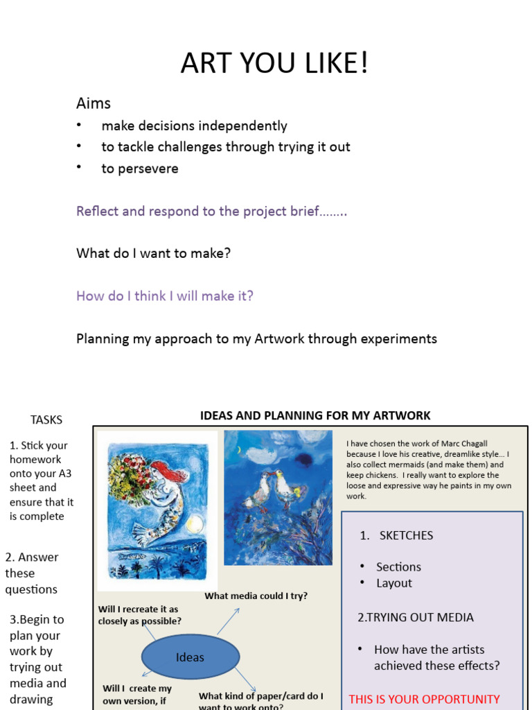 Art You Like Homework PDF