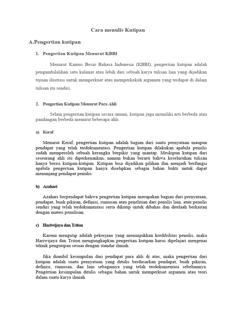 Panduan Menulis Kutipan yang Benar | PDF