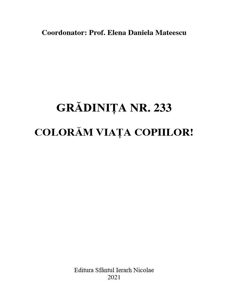 Cartea Gradinitei Nr. 233 | PDF