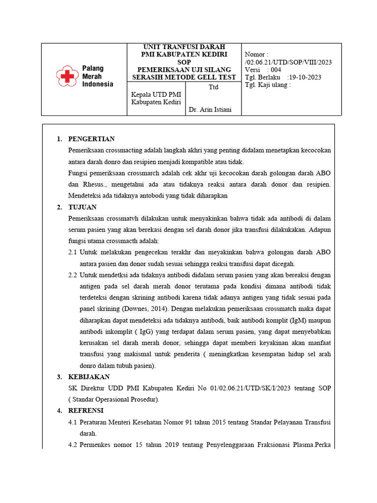 Sop Pemeriksaan Gell Test | PDF