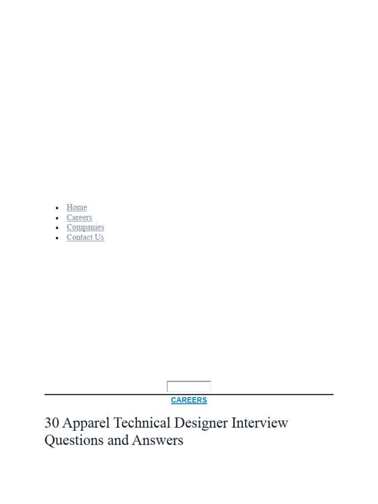 30 Apparel Technical Designer Interview Questions and Answers PDF