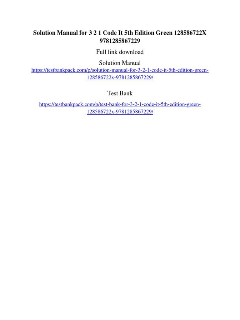 Solution Manual For 3 2 1 Code It 5th Edition Green 128586722X ...