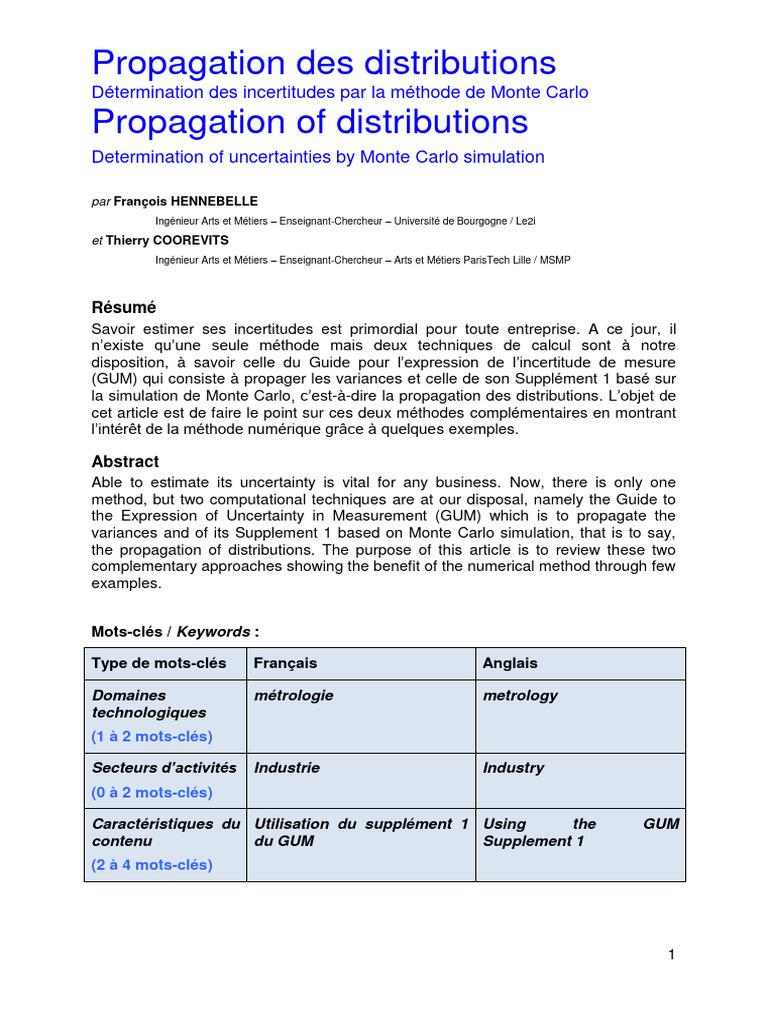 Détermination Des Incertitudes Par La Méthode de Monte Carlo | PDF