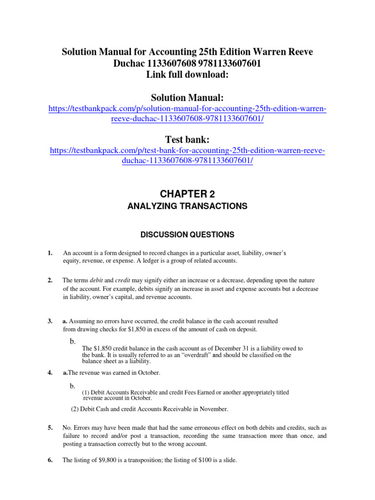 Solution Manual for Accounting 25th Ed. | PDF