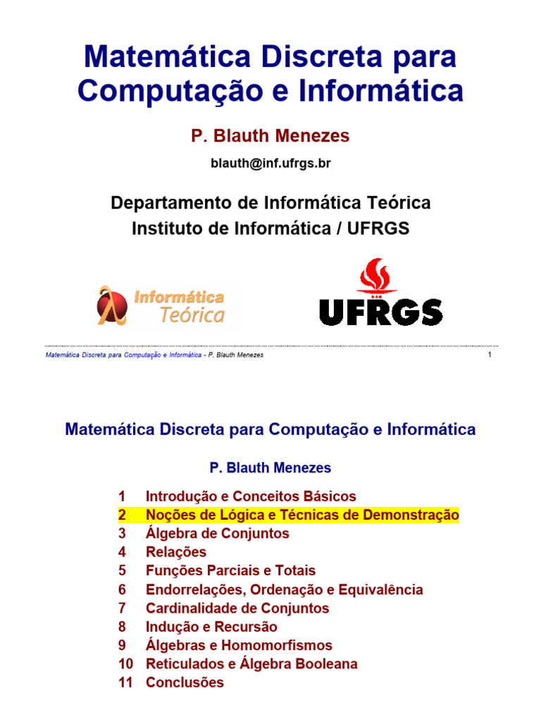 Livro Matemática Discreta para Computação e Informática | PDF