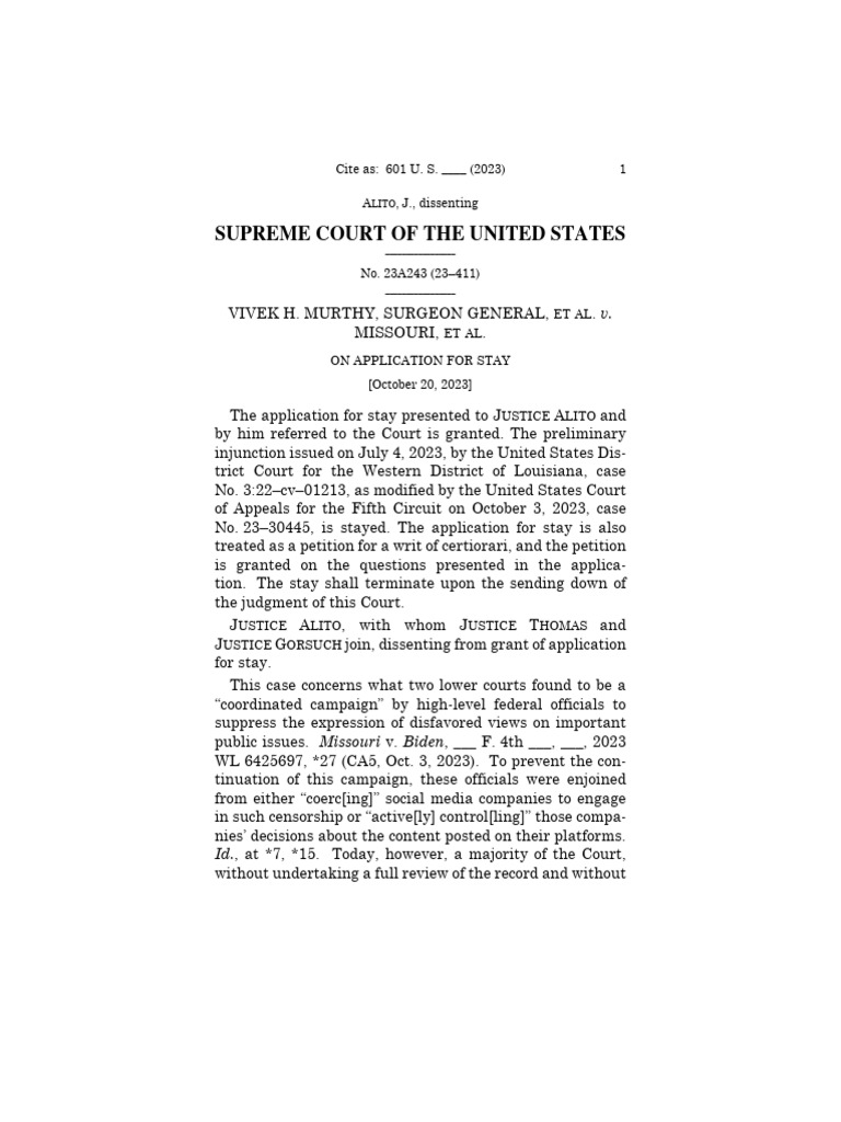Supreme Court of The United States: 1 Cite As: 601 U S (2023) A J
