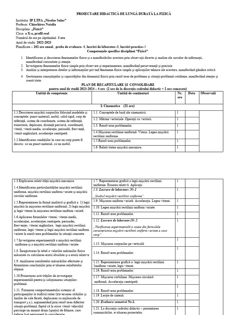 Clasa 10 A Profil Real 2023 | PDF