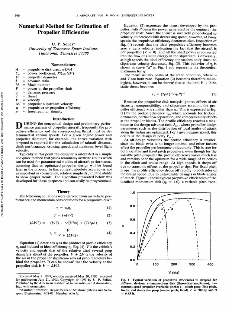 Estimating Propeller Efficiency Methods | PDF