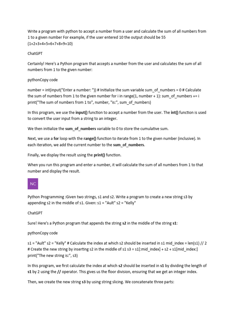Write A Program With Python | PDF