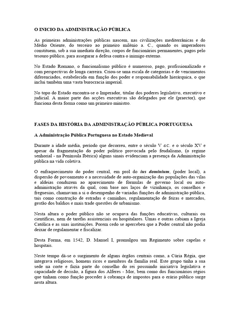 História da Administração Pública em Portugal | PDF