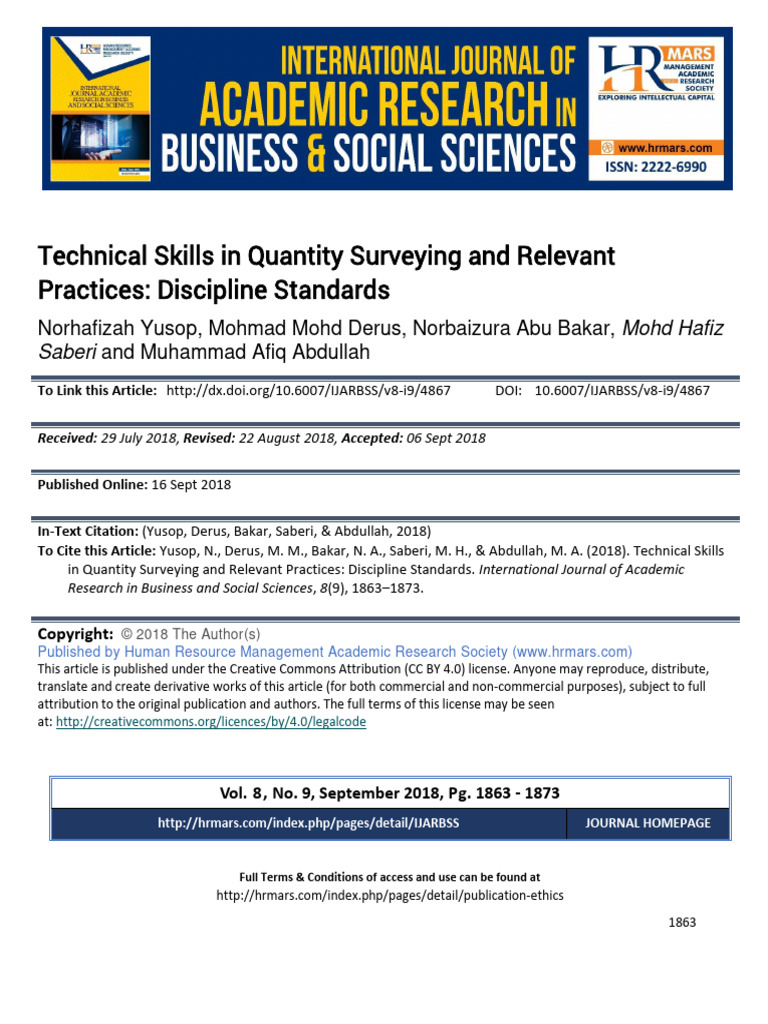 Technical Skills In Quantity Surveying A Pdf Quantitative Research