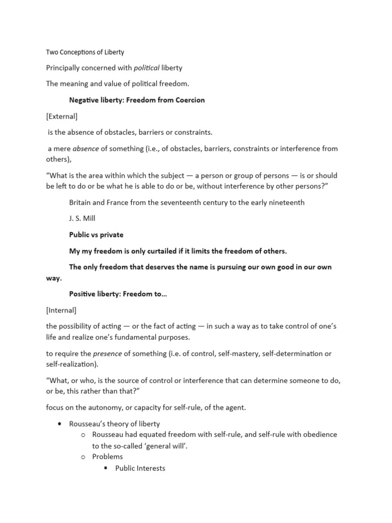 Two Conceptions of Liberty - Sketchy Notes | PDF