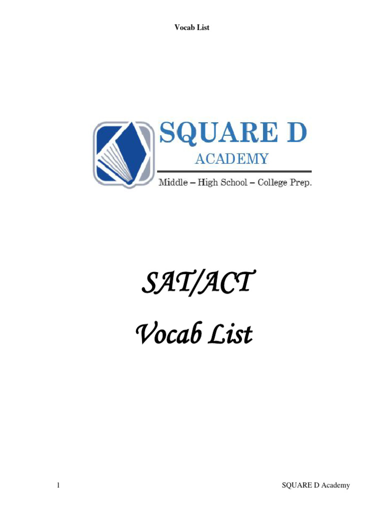 Sat vocabulary list pdf