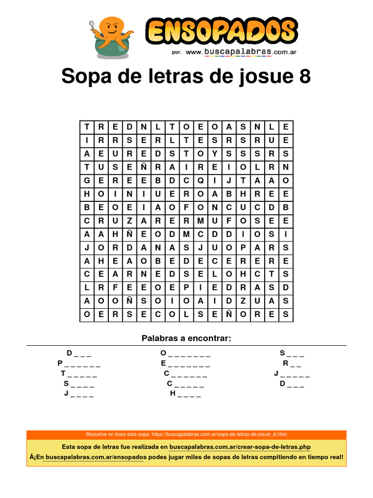 Sopa de Letras de Josué 8 para Crianças | PDF