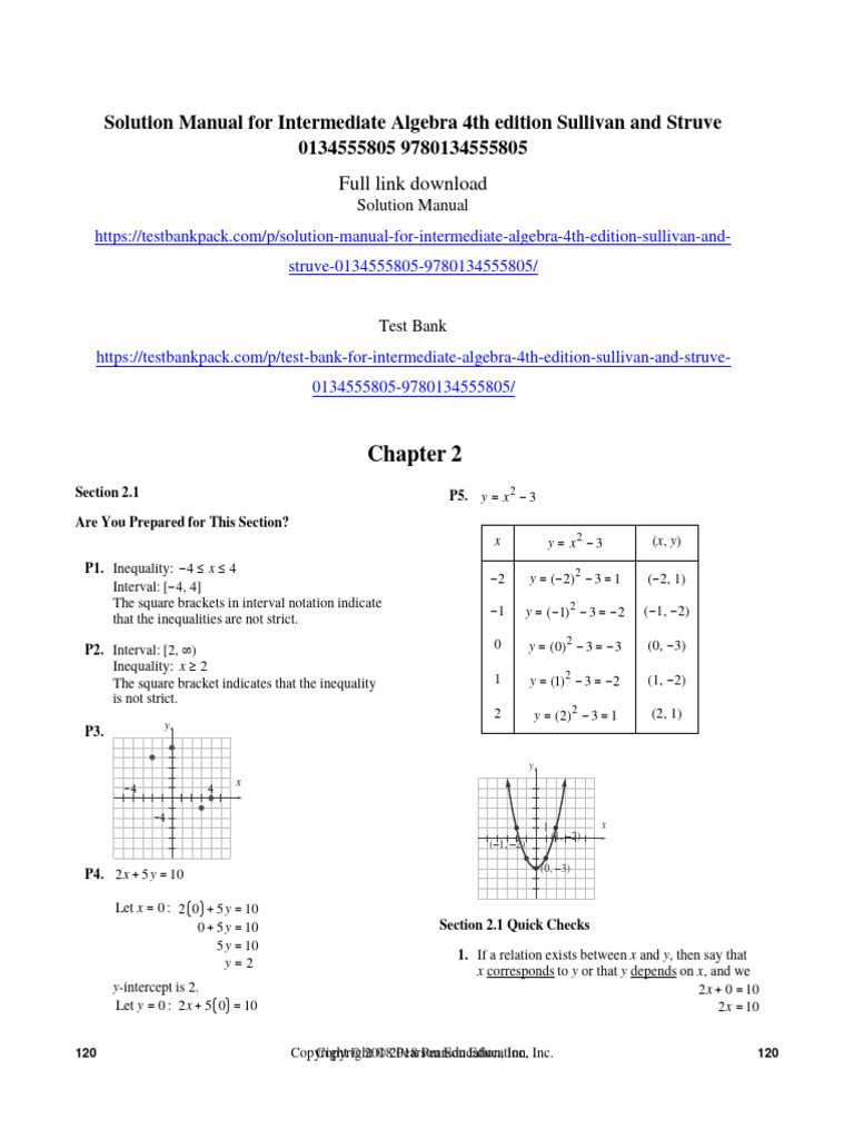 Solution Manual For Intermediate Algebra 4th Edition Sullivan and ...