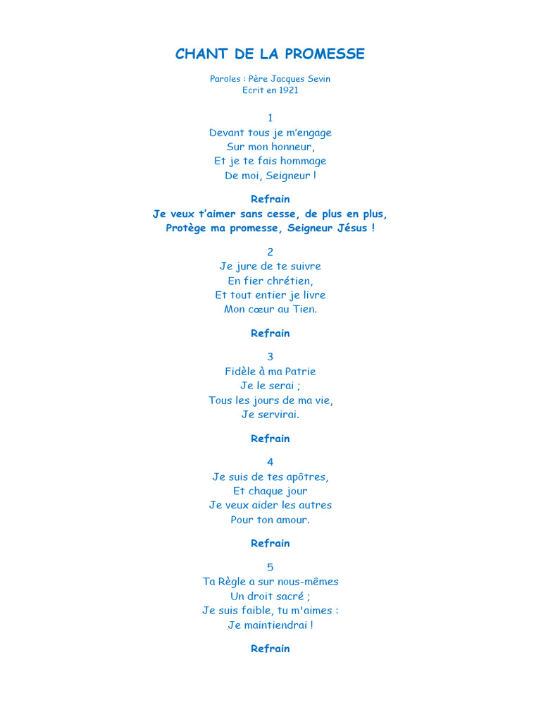 Chant de la Promesse Scout | PDF