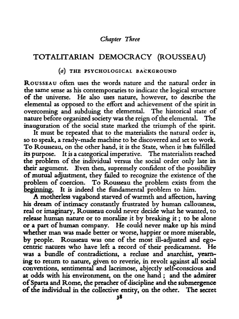 Rousseau's Totalitarian Democracy Explained | PDF | Jean Jacques ...