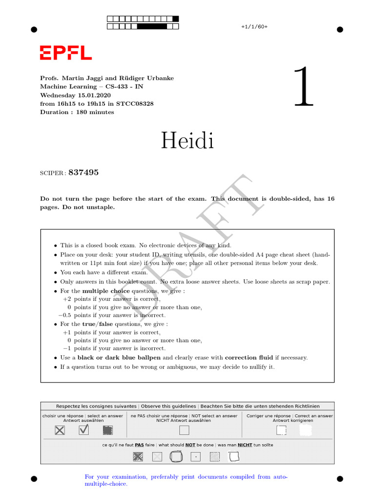 Machine Learning Exam Instructions | PDF